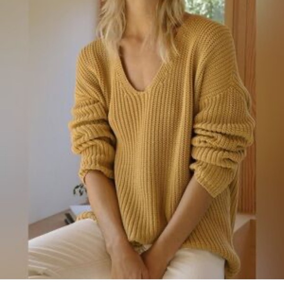Jenni Kayne Cotton Cabin Sweater in Mustard - Picture 2 of 10